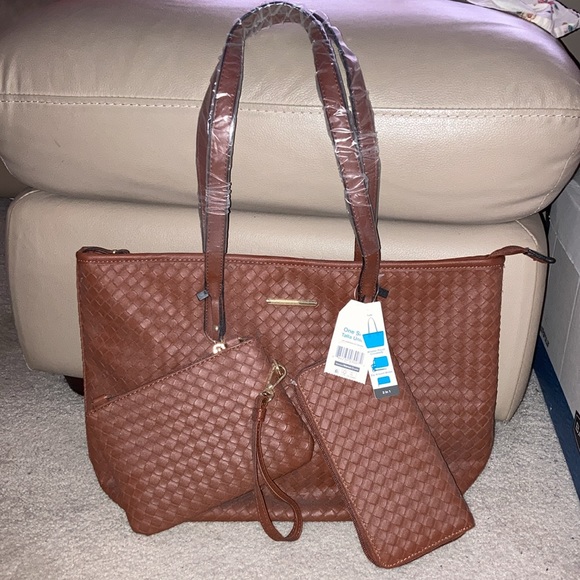 NWT Time and Tru 3PC handbag Set Woven - Picture 5 of 7